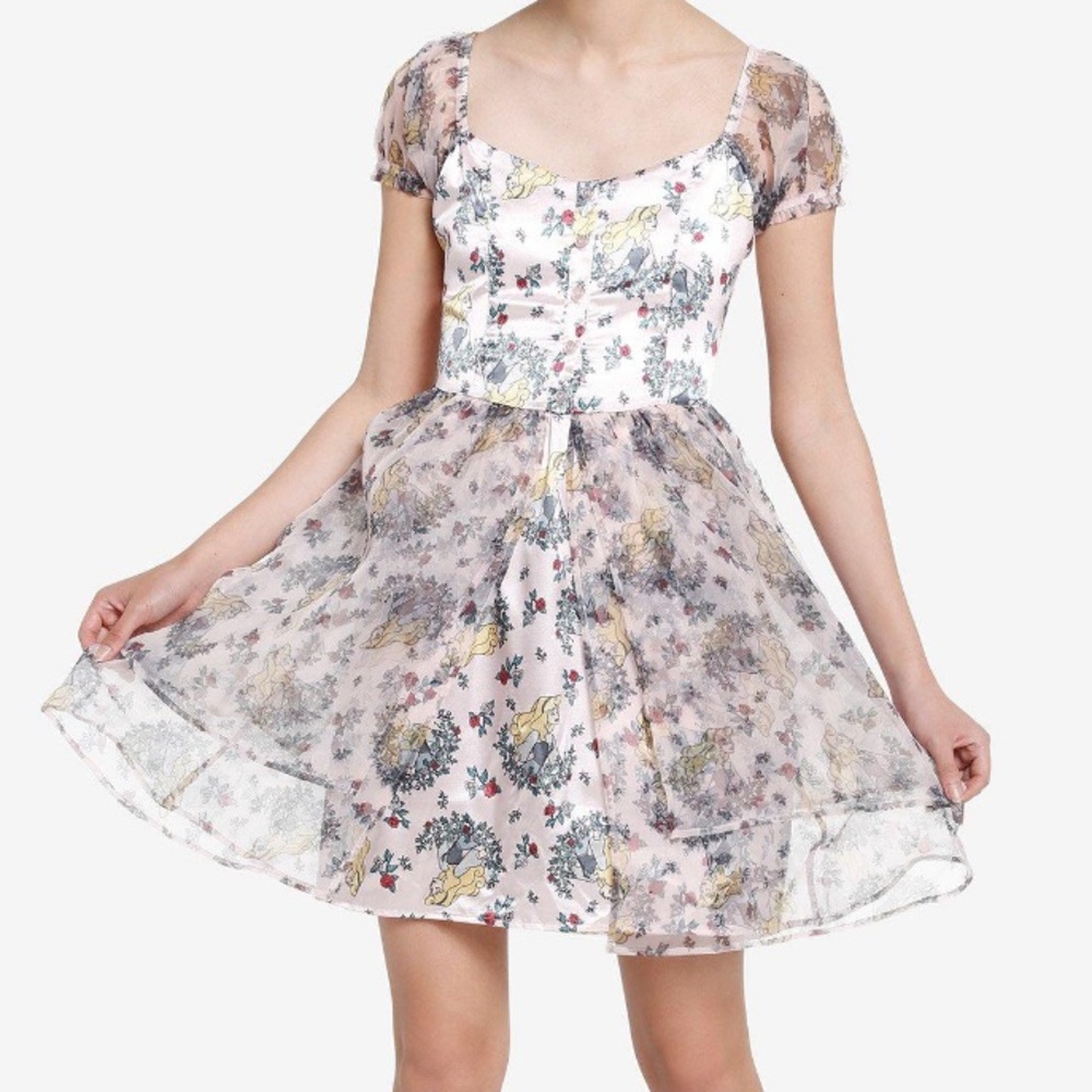 Disney Sleeping Beauty‎ Aurora Floral Tiered Dress Hot Topic